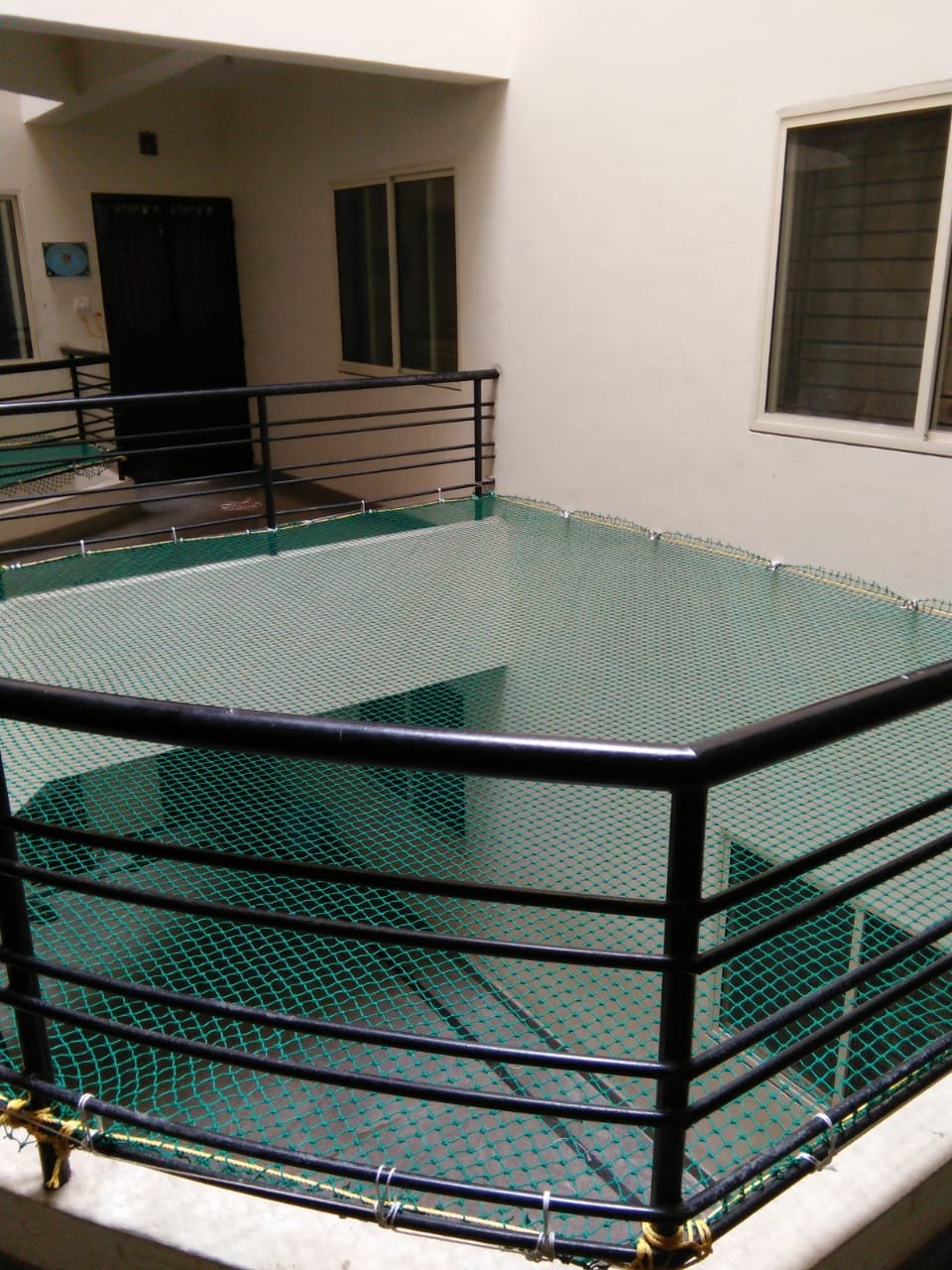 Staircase bird nets installation