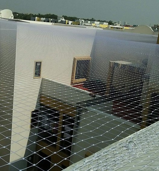 Terrace bird net installation