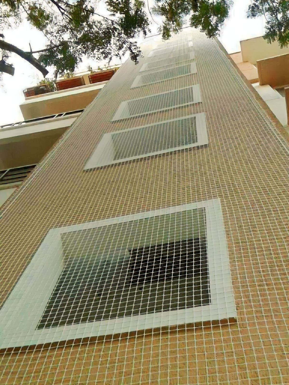 Balcony pigeon net installation